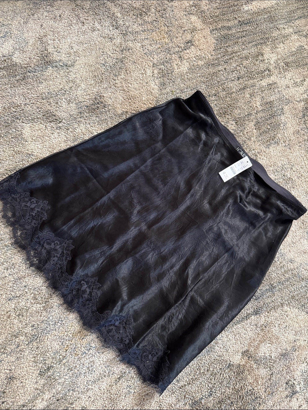 NWT J. Crew Black Lace-Trim Mini Slip Skirt Sz S ❤️❤️❤️